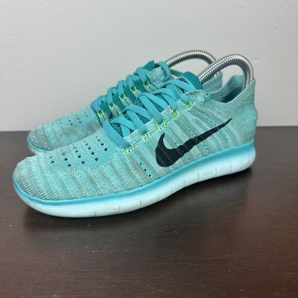 Nike Free RN Flyknit Womens Size 6 Running Hyper Turquoise Blue Shoes 831070-307 - Picture 1 of 6